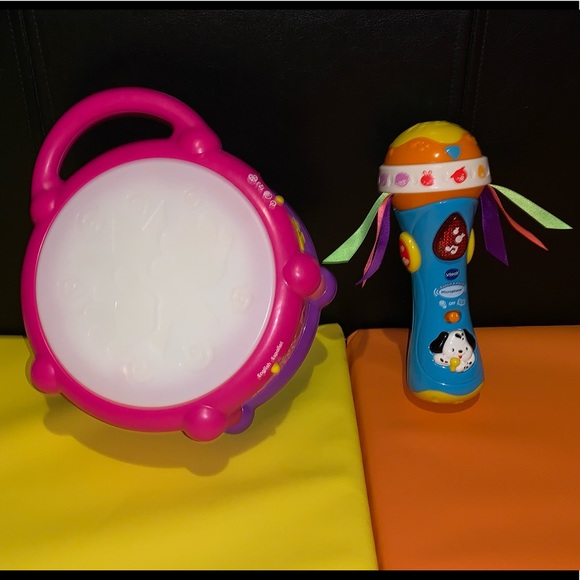 VTECH & LEAPFROG MUSIC TOY BUNDLE SET DRUM MICROPHONE MUSICAL LIGHTS TOYS PINK - Picture 9 of 15